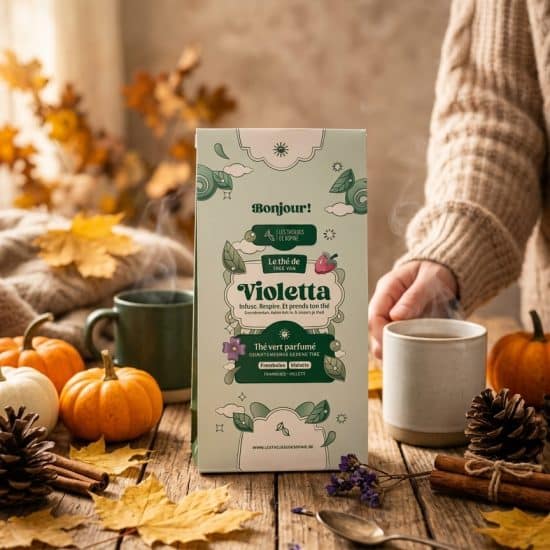 Dites Bonjour au thé de Violetta, un mélange floral et affirmé mêlant thés verts, thé blanc, framboise et violette. Une élégance pour chaque tasse.