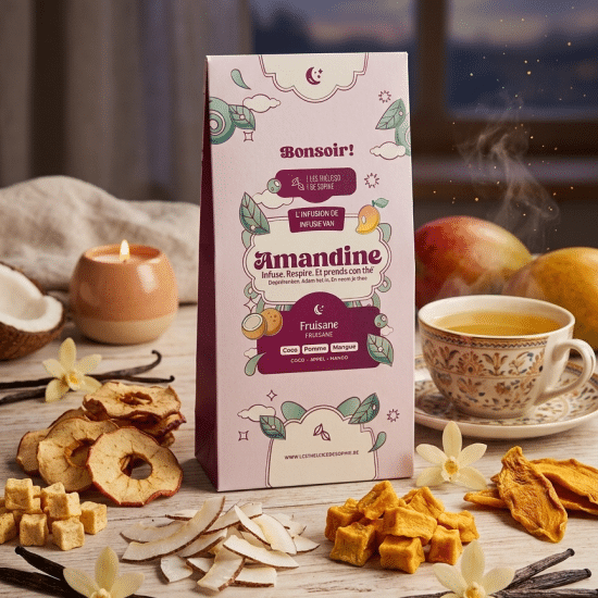 Dites Bonsoir à Amandine, une fruisane douce et exotique. Une chaleur fruitée et structurée pour accompagner la soirée et te relaxer.