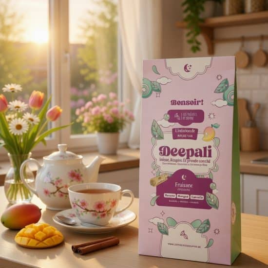 Dites Bonsoir à Deepali, une fruisane douce et exotique. Une chaleur fruitée et lumineuse pour accompagner la soirée en douceur.