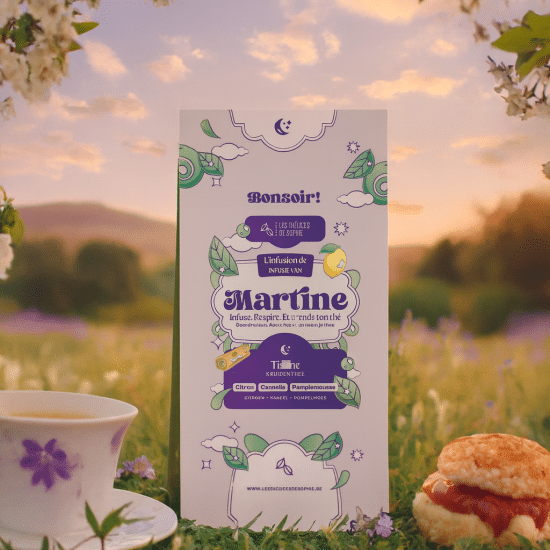 Dites Bonsoir à Martine, une infusion végétale et citronnée mêlant romarin, verveine, cannelle et agrumes. Une douceur calme pour accompagner la soirée.