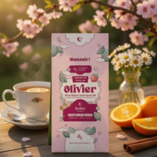 Dites Bonsoir à Olivier, un rooibos fruité à l'orange, la carotte et la cannelle. Une douceur généreuse pour accompagner la soirée.
