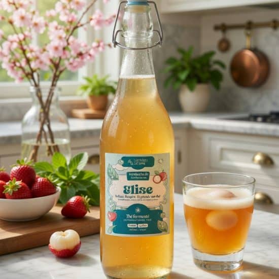 Kombucha artisanal et naturel, brassé à la main en Belgique. 1L de plaisir pétillant et sain, riche en probiotiques.
