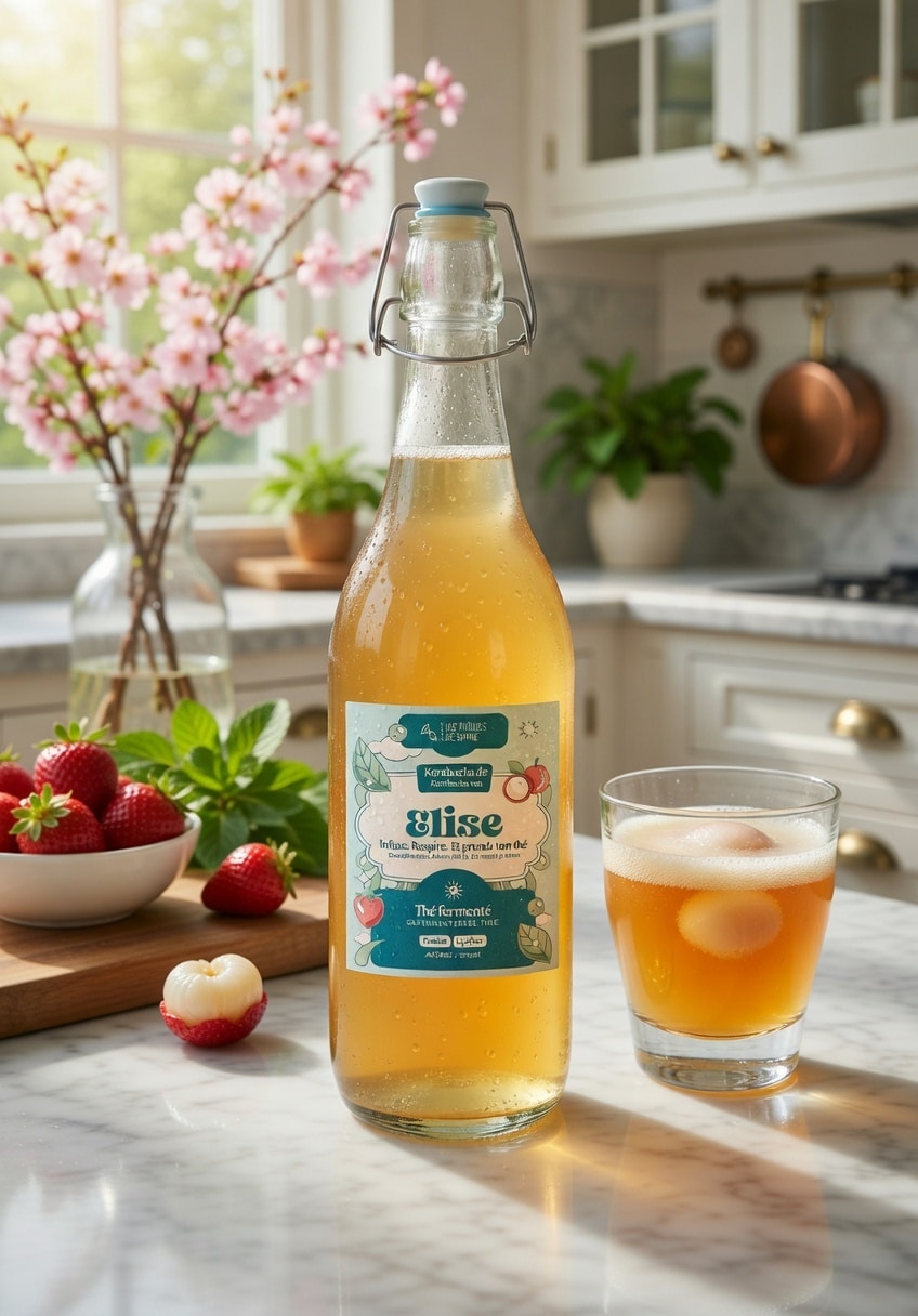 Kombucha artisanal et naturel, brassé à la main en Belgique. 1L de plaisir pétillant et sain, riche en probiotiques.