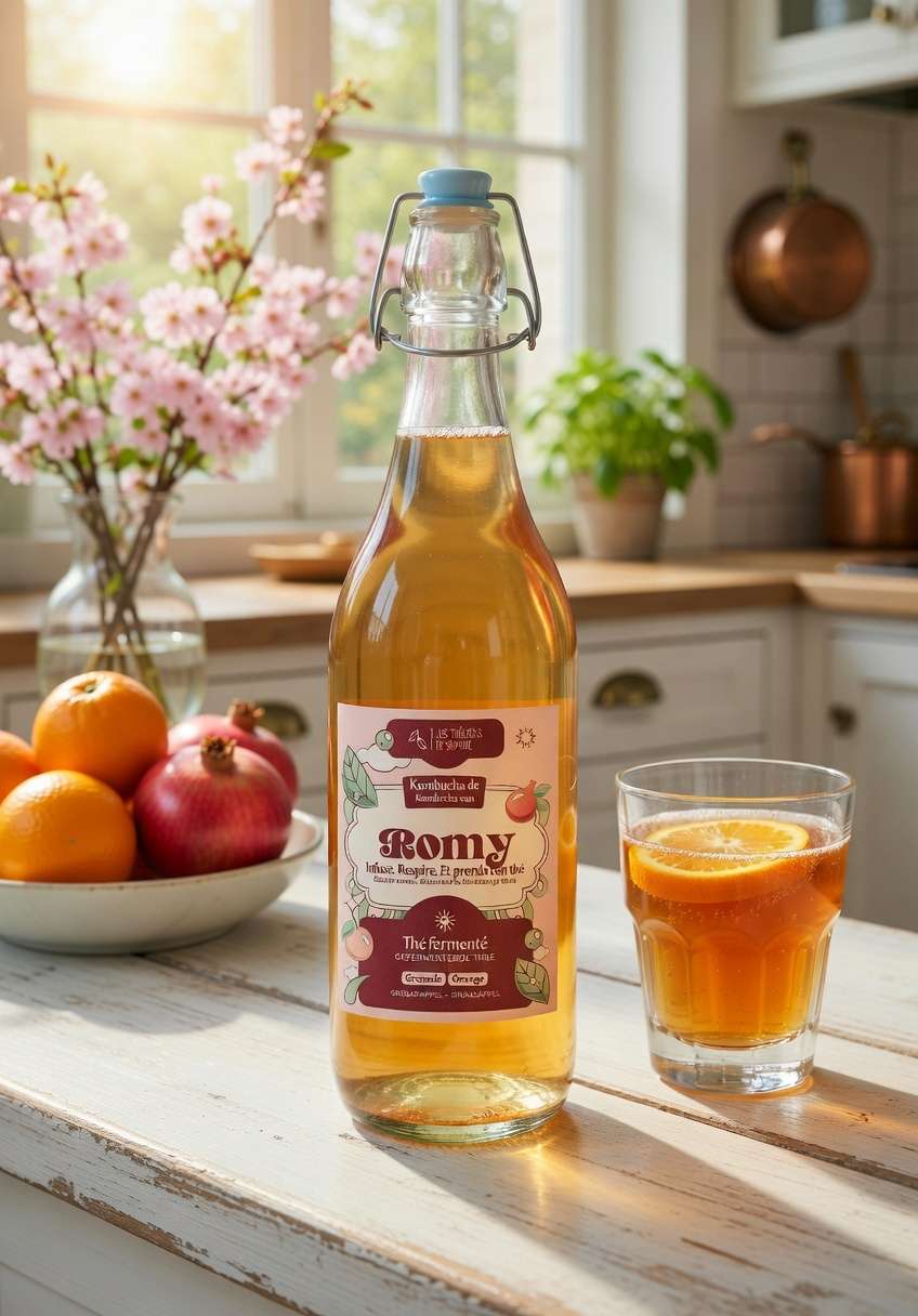 Kombucha artisanal et naturel, brassé à la main en Belgique. 1L de plaisir pétillant et sain, riche en probiotiques.