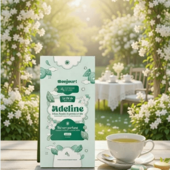 Dites Bonjour au thé d’Adeline, un mélange vif et élégant, mêlant thé vert chinois et jasmin. Une énergie florale et indépendante dans une tasse