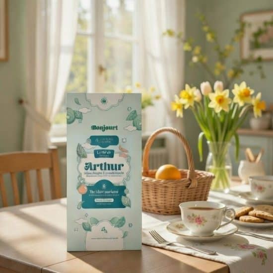 Dites Bonjour au thé d'Arthur, un mélange frais et élégant, mélant, thé blanc, orange et fleurs d'oranger, un équilibre doux et lumineux dans une tasse.