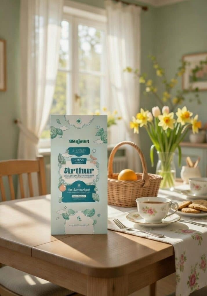 Dites Bonjour au thé d'Arthur, un mélange frais et élégant, mélant, thé blanc, orange et fleurs d'oranger, un équilibre doux et lumineux dans une tasse.