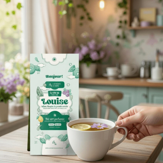 Dites Bonjour au thé de Louise, un mélange tonique et chaleureux mêlant maté, thés verts, citron et myrtille. Une énergie dans une tasse.