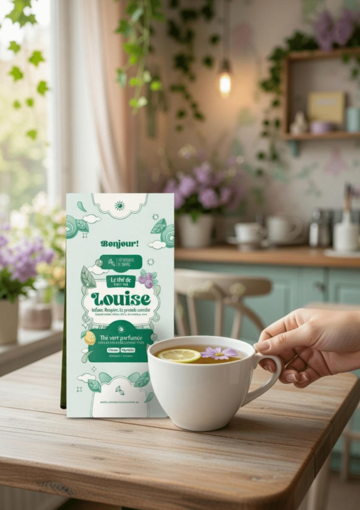 Dites Bonjour au thé de Louise, un mélange tonique et chaleureux mêlant maté, thés verts, citron et myrtille. Une énergie dans une tasse.