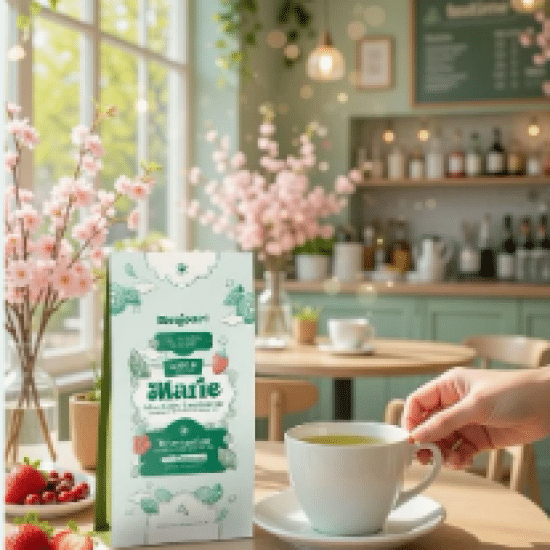 Dites Bonjour au thé de Marie, un mélange vif et fruité mêlant thés verts, thé blanc, fraise et canneberge. Une énergie claire et résolue dans la tasse.