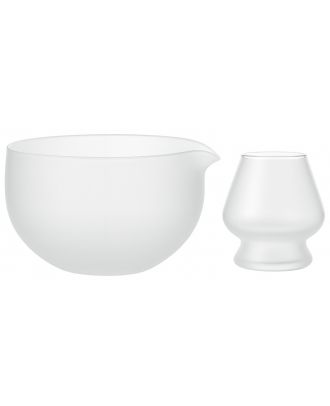 Service à matcha en verre satiné Saten, bol 0,4 L et porte-fouet